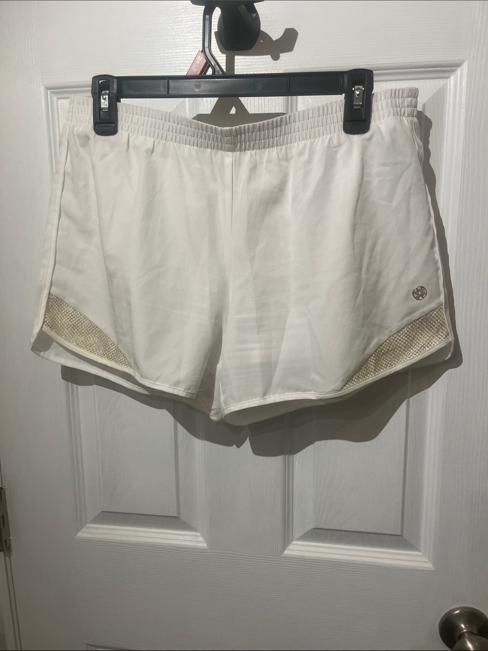 Lilly Pulitzer White Athletic Shorts with Cream Mesh Trim